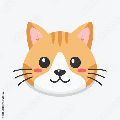 Cute orange tabby cat face illustration with pink cheeks and whiskers
