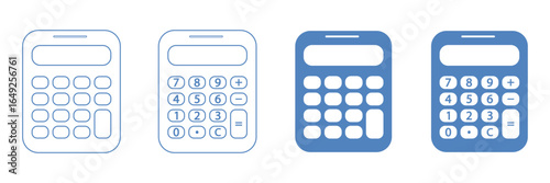 Calculator icon set. Calculator icon png image set, vector calculator icon set.  Vector set of numeric mathematical formula solving digital counter. eps 10