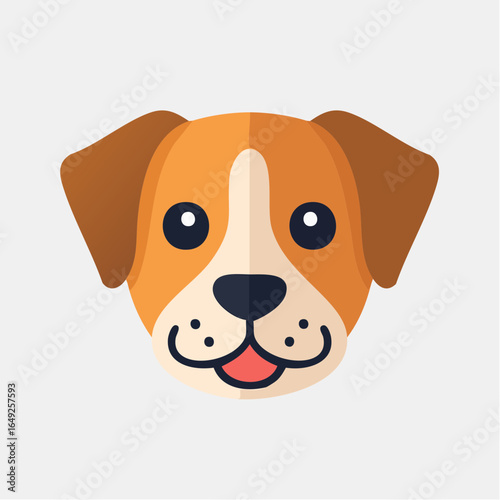 Cute cartoon dog face icon. Simple vector illustration of a friendly puppy head mascot isolated on a light background.