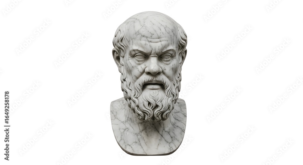 Marble Bust of Socrates: Ancient Greek Philosopher Sculpture, Classical Antiquity Art, Historical Figure Portrait Vector Illustration Marble Bust of Socrates: Ancient Greek Philosopher Sculpture, Classical Antiquity Art, Historical Figure Portrait Vector Illustration
