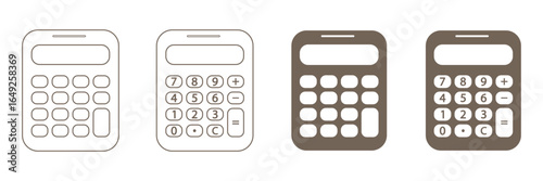 Calculator icon set. Calculator icon png image set, vector calculator icon set.  Vector set of numeric mathematical formula solving digital counter. eps 10