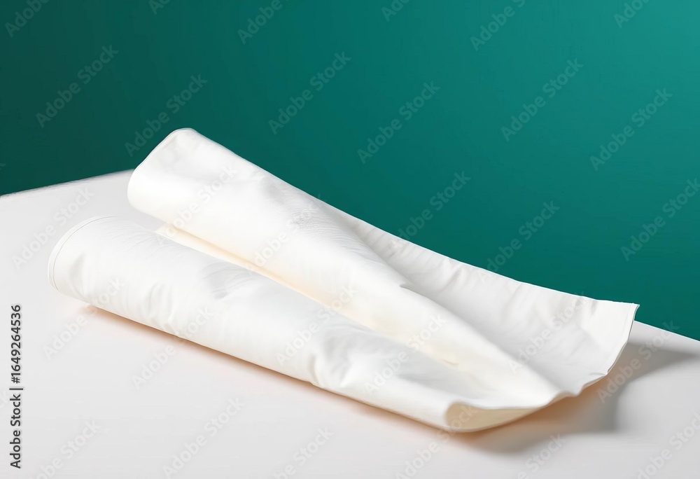 Fototapeta premium Clean, crisp white paper napkin unfolded on a table, dining, catering