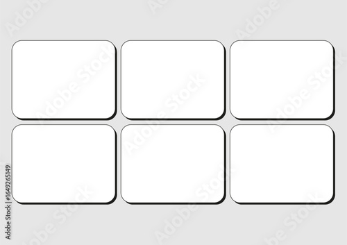 Creative blank comic pages and storyboard templates. Printable sheets for manga, cartoon, and webtoon drawing and illustration.