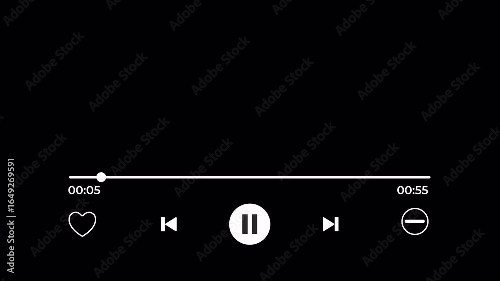 Digital music player interface with playback controls and 60 second track Digital music player interface with playback controls and 60 second track