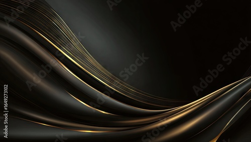 Dark flowing lines with gold accents