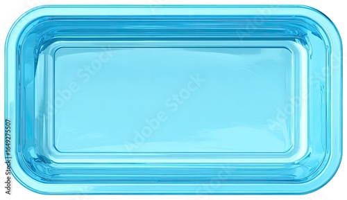 Empty light-blue rectangular food container