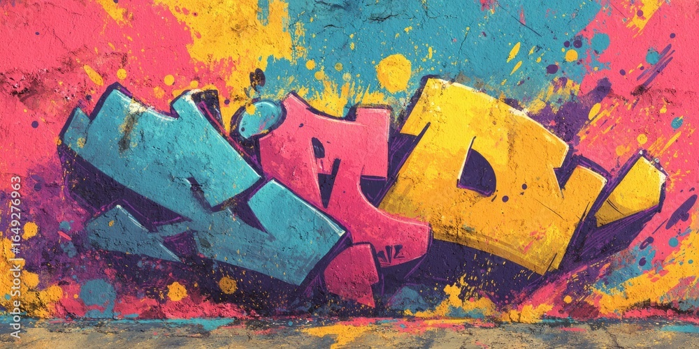 Fototapeta premium Vibrant graffiti art on a wall, featuring bold, colorful letters