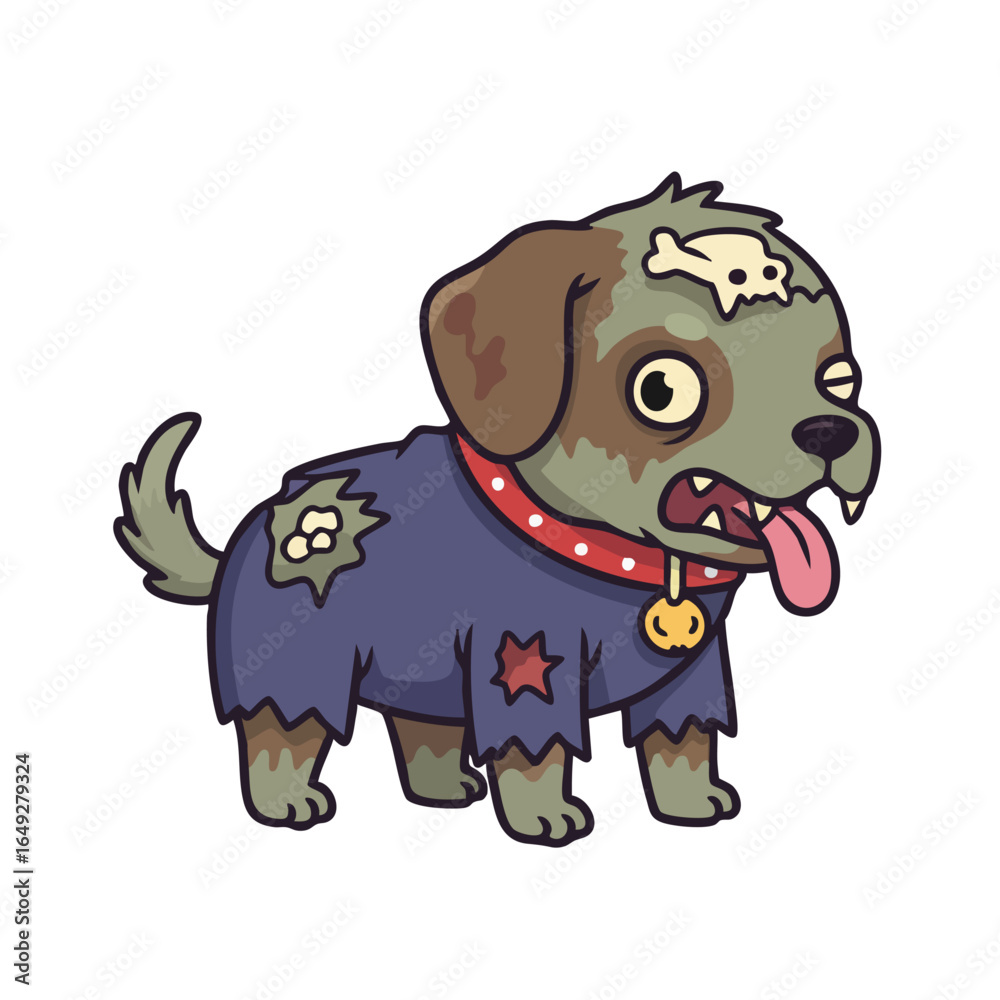 Fototapeta premium Cartoon Zombie Dog Vector – Spooky Halloween Illustration