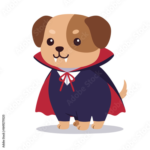 Funny Vampire Dog Vector Illustration – Halloween Cartoon Character