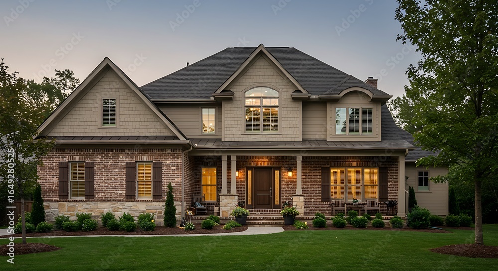 Obraz premium Sophisticated USA home exterior offering heritage-style home blending classic and modern elements