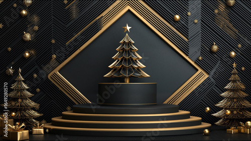 Black - Gold Christmas Themed Display Scene