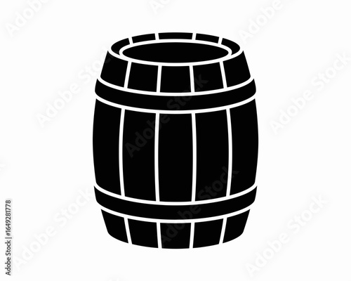 Classic wooden barrel silhouette isolated on white background