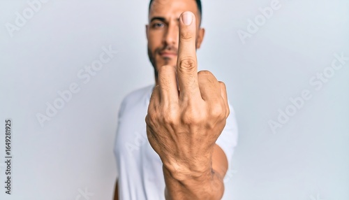 Man giving middle finger gesture
