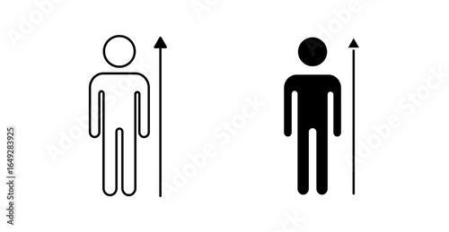 Canvastavla Human Height Growth Icon - Person With Up Arrow Symbol Icon