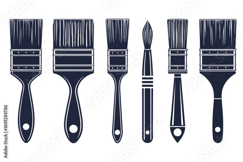 Simple pint brush silhouettes icon sets on white background 