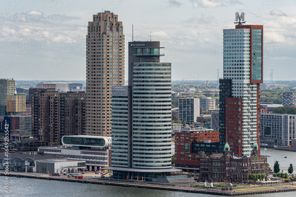 Obraz premium The skyline of Rotterdam, taken from the Euromast. Rotterdam, Netherlands. June 22, 2025