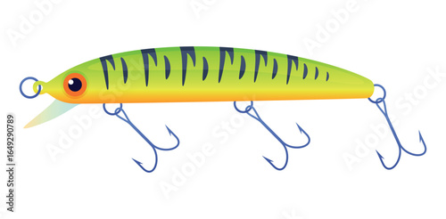 Brightly colored artificial bait designed for fishing with multiple hooks for effective use in various water conditions