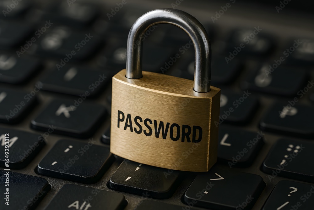 A close-up of a padlock placed on a laptop keyboard, symbolizing online security and password protection. A close-up of a padlock placed on a laptop keyboard, symbolizing online security and password protection.