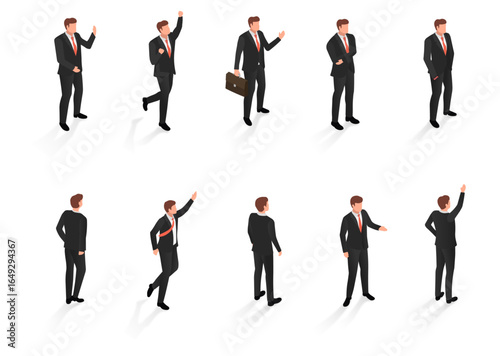 men in perspective with suit, vector, png leadership, partnership, office, success and career