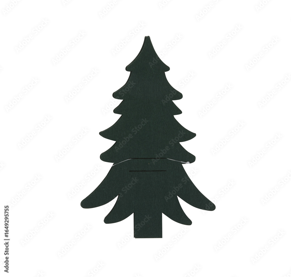 Fototapeta premium Green paper christmas tree cut out isolated transparent background