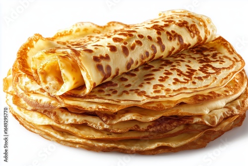 Dutch pannekoeken large pancakes on white background  
