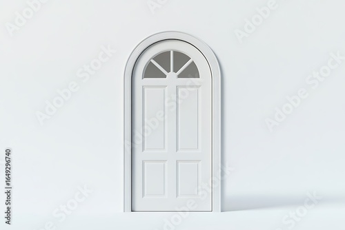 A narrow arched door featuring a gently rounded top and sleek finish