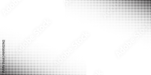 Dotted halftone gradient texture. Vanishing polka dot background. Repeating dots gradation pattern background. Black fading comic pop art overlay backdrop. Raster effect wallpaper. Vector halftone