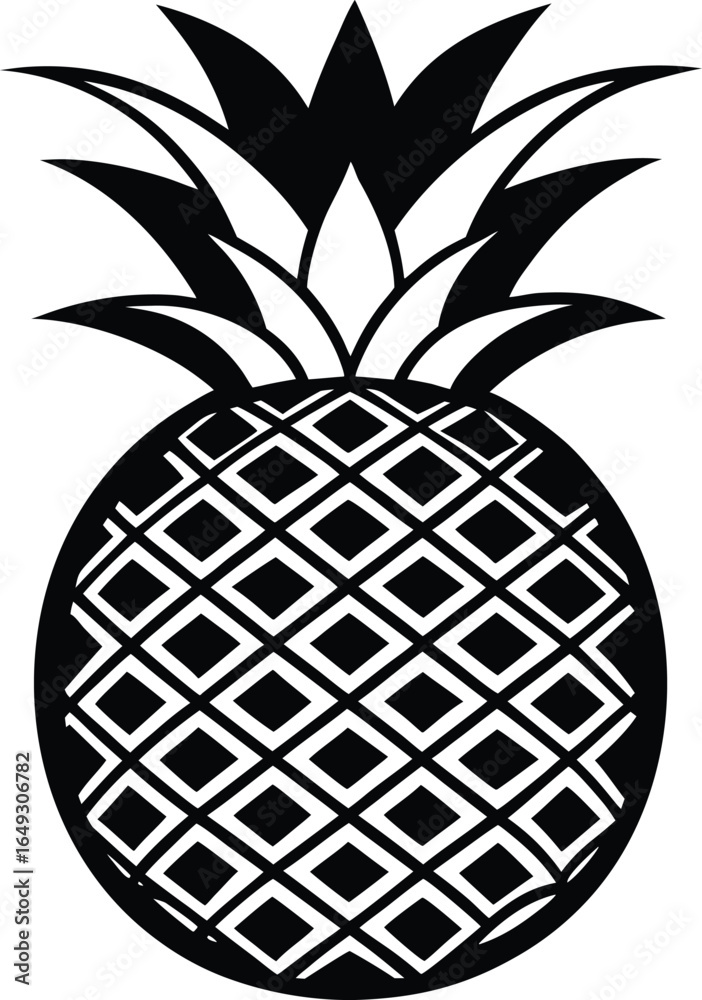 Obraz premium Pineapple Fruit Silhouette Vector, nature, organic, leaf
