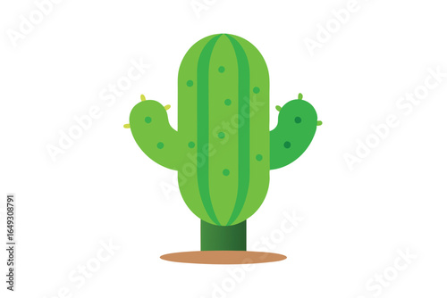 Vibrant Green Cactus Illustration on a White Background, Perfect for Desert Themed Designs and Natural Elements