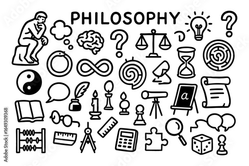Philosophy icons: exploring concepts and symbols in minimalist design