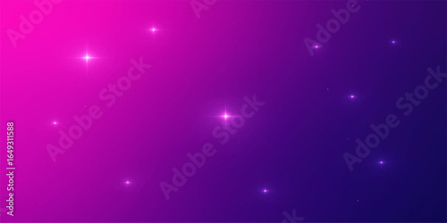 Abstract background of glowing purple and pink stars in the night sky