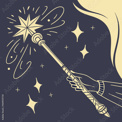 Magic Wand with Sparkling Star Tip and Enchanted Glow