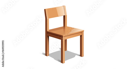 Simple Wooden Chair with Backrest and Four Legs.