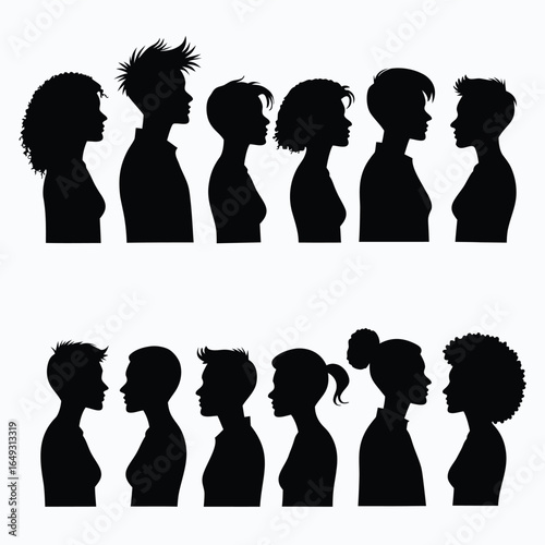 Diverse People Silhouettes Facing Each Other diversity