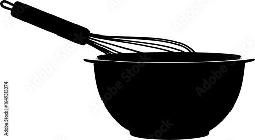 Silhouette of a whisk in a bowl for mixing ingredients for food preparation