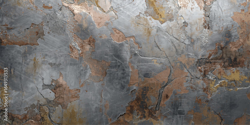 An aged, rusty metal wall with a grungy, brown texture makes a vintage backdrop