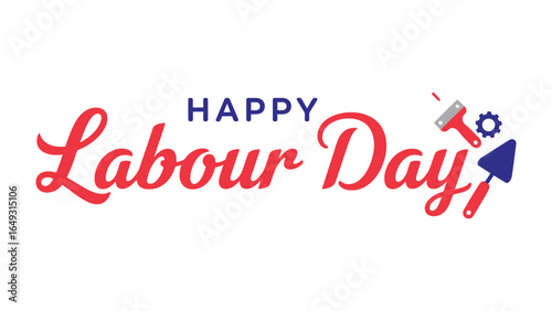 Labour Day Typography: A festive typography celebrating Labor Day, featuring a bold font design and iconic tool illustrations, radiating a sense of celebration and appreciation.