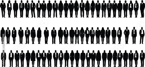 Business people crowd silhouette vector set with corporate diversity and teamwork