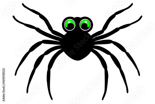Black spider vector illustration on a white background, perfect for insect, animal, or Halloween designs