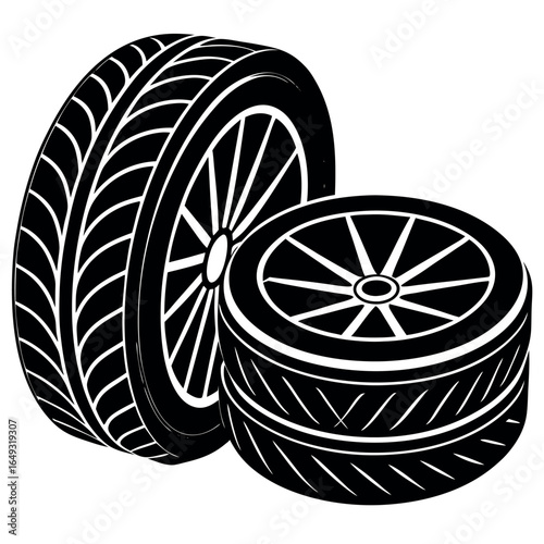 Detailed illustration of rubber tire molds for manufacturing