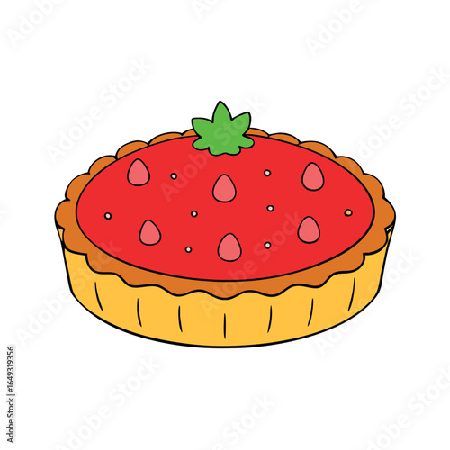 Delicious strawberry tart dessert on a clean white background