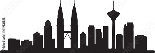 Photography Kuala Lumpur Skyline Silhouette Vector on White Background