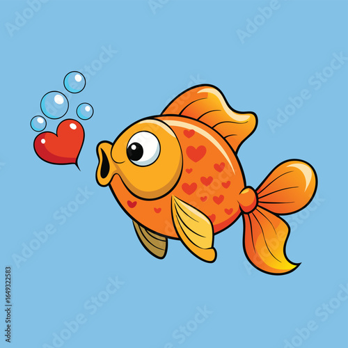 goldfish blowing heart bubbles  .eps