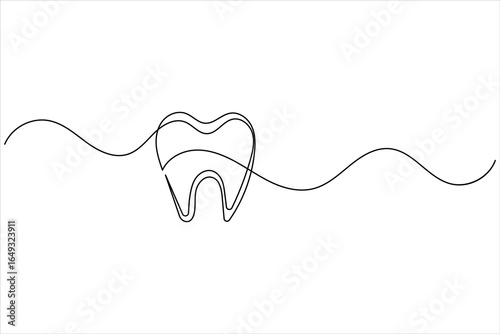 Tooth icon continuous line drawing minimalist dental vector illustration