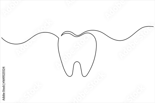 Tooth icon continuous line drawing minimalist dental vector illustration