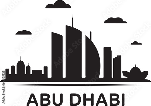 Abu Dhabi Skyline Silhouette Vector on White Background