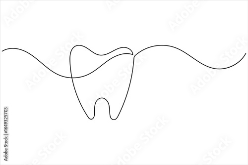 Tooth icon continuous line drawing minimalist dental vector illustration