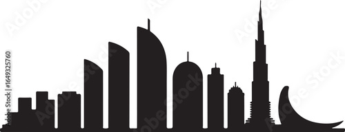 Abu Dhabi Skyline Silhouette Vector on White Background