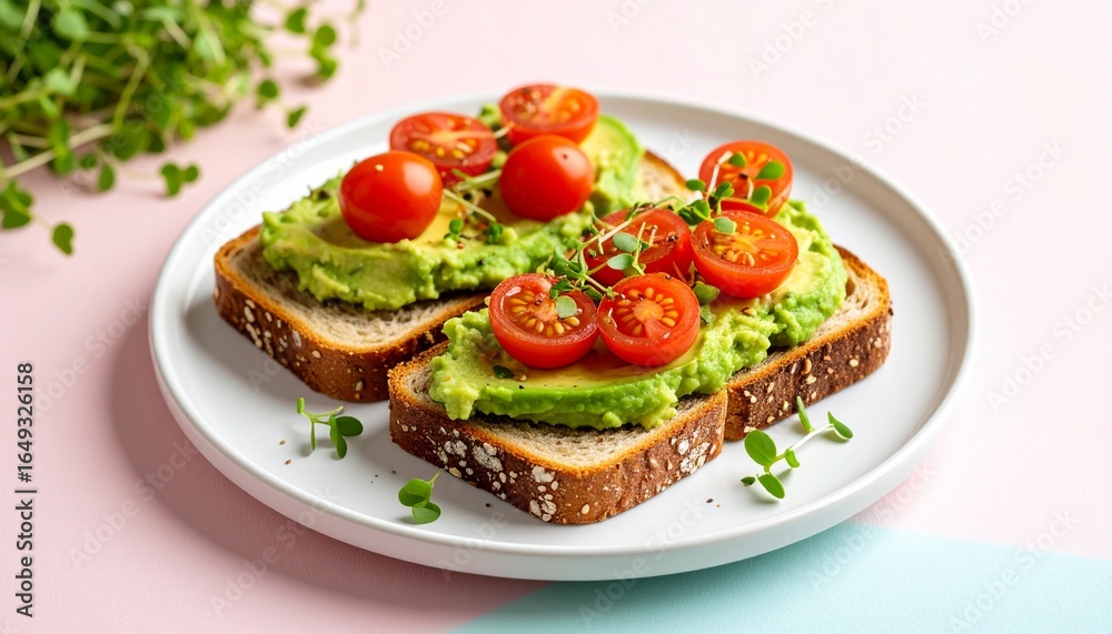 Whole wheat toast topped with mashed avocado Whole wheat toast topped with mashed avocado