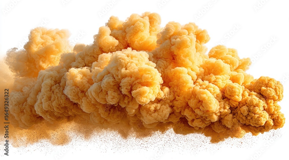 Fototapeta premium Orange-yellow smoke cloud isolated